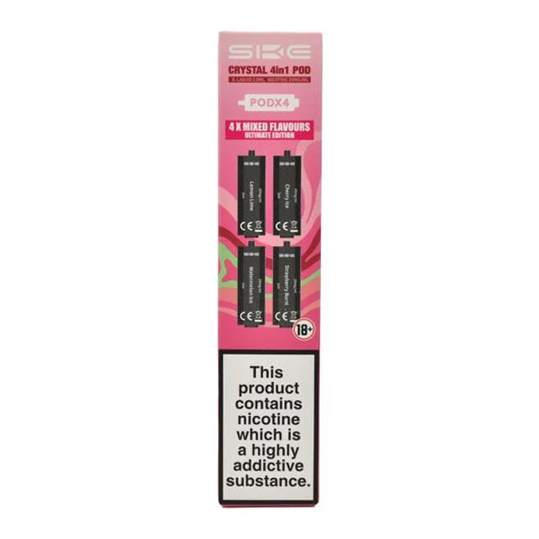 SKE Crystal 4 in 1 2400 Disposable Pre-Filled Replacement Pods (4 Pack) - Image 4